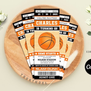 Basketball Invitations, Basketball Ticket Invitation, Basketball Birthday Invitations, Basketball Party Invitation