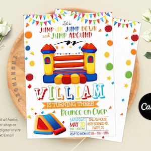 Bounce House Birthday Party Invitation, Bounce House Birthday Party Invite, Jump Birthday Invitation, Trampoline Park Invitation Template