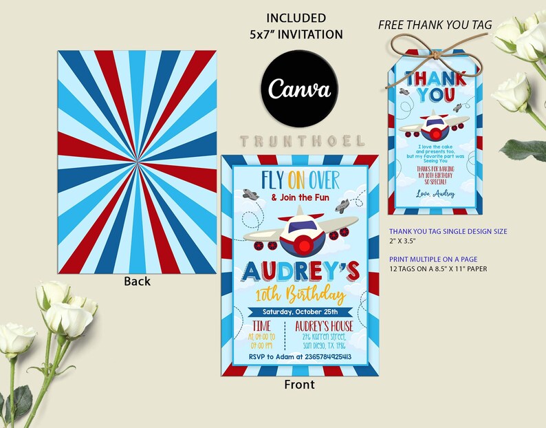 Airplane Birthday Invitation Template, Airplane Invitation, Pilot Birthday Invitation, Airplane thank you tag,
Invitation Template,Airplane Birthday,Airplane Invitation,Airplane Invite,Boy 1st Birthday,1st Birthday Invite,Airplane Party,First Birthday,Gifts for Boys,Birthday Gifts,Gifts for Friends,Airplane Decoration,Time Flies Invite