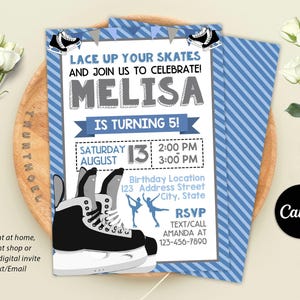 Ice Skating Birthday Invitation, Skates Invitation, Skating Party, Roll Skate Party Invite, Winter Birthday Invitation, Digital Canva
