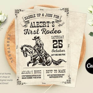 Editable Cowboy Invitation Template, Wild West Birthday Invite, Western Party Birthday Invite, Cowboy Birthday Invitation, Instant Download