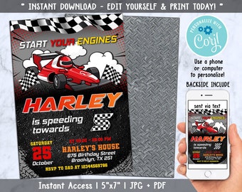Go Kart Birthday Invitation Template, Racing Birthday Invitation, Karting Invitation, Race Car Invitation, Go Kart Racing Invite