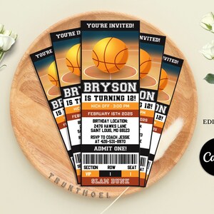 Basketball Ticket Invitation, Basketball Invitation, Basketball Ticket Birthday Invitation, Basketball Party Printable, Basketball Invite