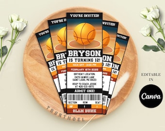 Basketball Ticket Invitation, Basketball Invitation, Basketball Ticket Birthday Invitation, Basketball Party Printable, Basketball Invite