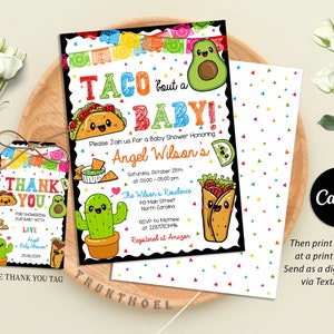 Fiesta Taco Bout A Baby Shower Invitation, Taco Birthday Party, Fiesta Invitation, Digital Canva