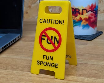 Caution Fun Sponge Desk Sign | Funny Office Decor | Novelty A-Frame Sign | Secret Santa Gift for Coworker | Desk Accessory | Office Humour