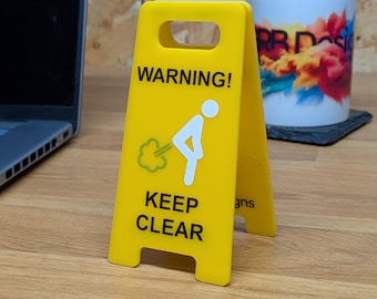 Warning Keep Clear Desk Sign | Funny Office Humour | Novelty A-Frame Sign | Secret Santa Gift for Coworker | Rude Desk Accessory | Gag Gift