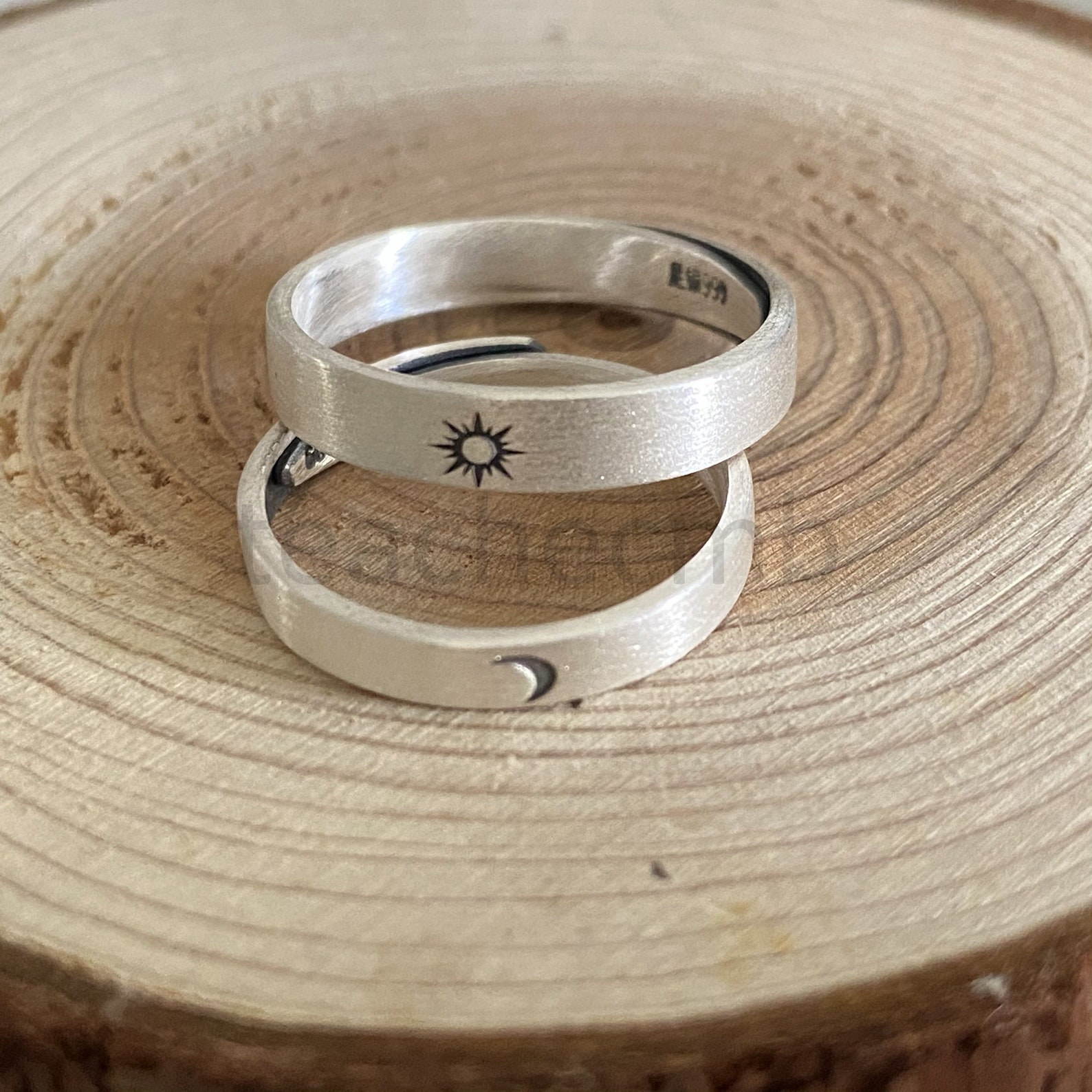 999 plata pareja luna y anillos de sol anillos de la luna y Etsy