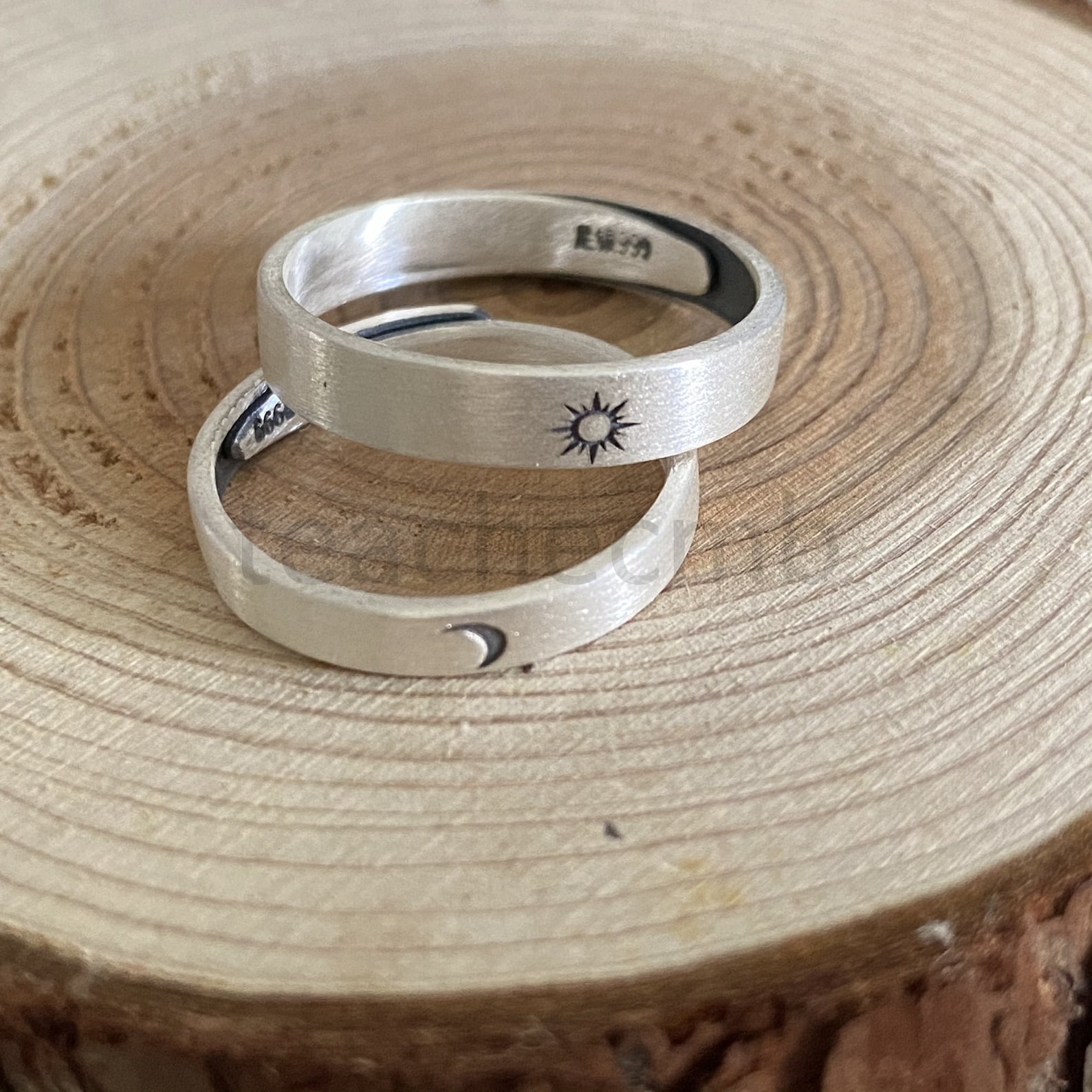999 plata pareja luna y anillos de sol anillos de la luna y Etsy