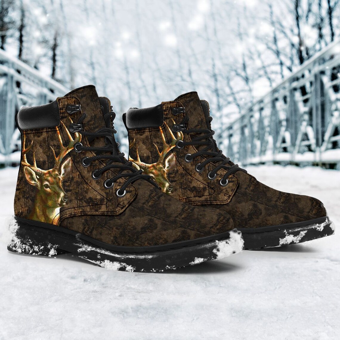 Retro Deer Custom Cool Leather Boots Men's Boots Etsy