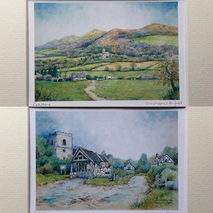 Cradley.Herefordshire. Pair of signed special edition mounted prints