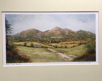 Malvern Hills from Powick . Signed special edition print