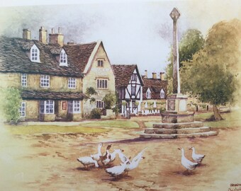 Broadway. The Cross . The Cotswolds. . Signed special edition mounted print