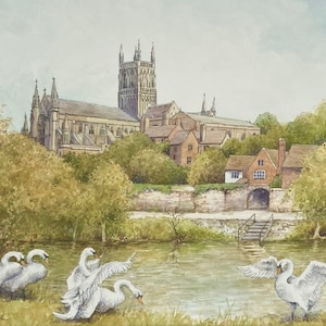 Cattedrale di Worcester. Acquerello originale