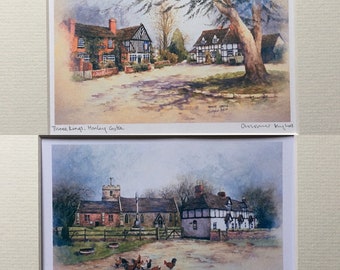 Hanley Castle. Worcestershire. Two signed special edition mounted prints