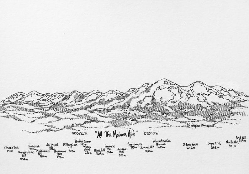 All the Malvern Hills. Signed artists print presented in a 20 in x 16 in mount. image 2