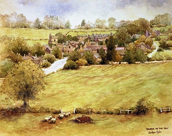 Bourton on the Hill . The Cotswolds. Signed special edition print.