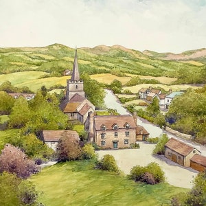 Castlemorton and the Malvern Hills. Signed print image 1