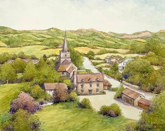 Castlemorton and the Malvern Hills. Signed print