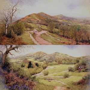 Pair of signed special edition mounted Malvern Hills prints by Chris Hughes