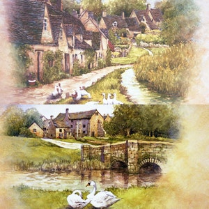 Two Bibury Signed Prints . Arlington Row and The Old Mill.