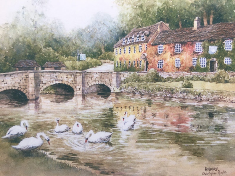 Bibury. The Cotswolds. Signed special edition print. New large size 20 in x 16 in. Mounted image 1