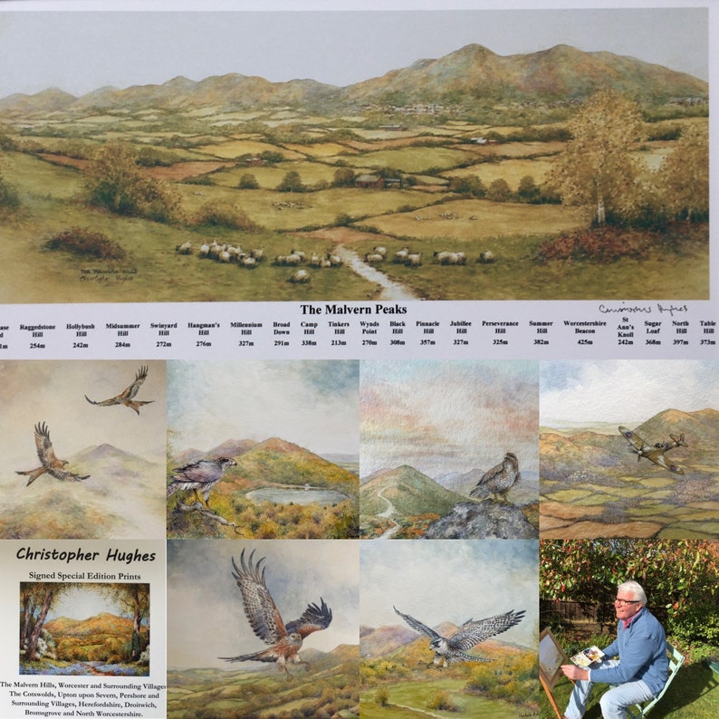 All the Malvern Hills. Signed artists print presented in a 20 in x 16 in mount. image 9