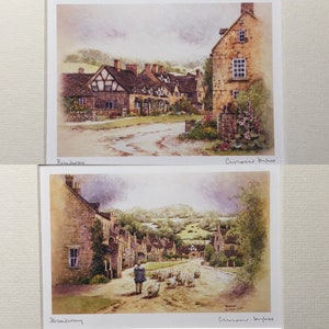 Broadway. Worcestershire. Two signed special edition mounted prints