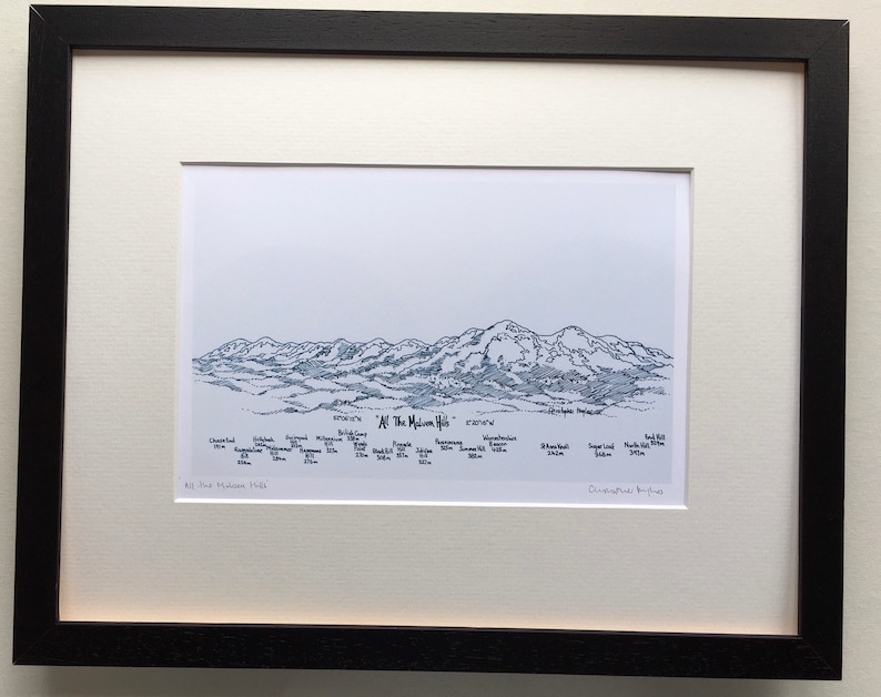 All the Malvern Hills. Signed artists print presented in a 20 in x 16 in mount. image 1