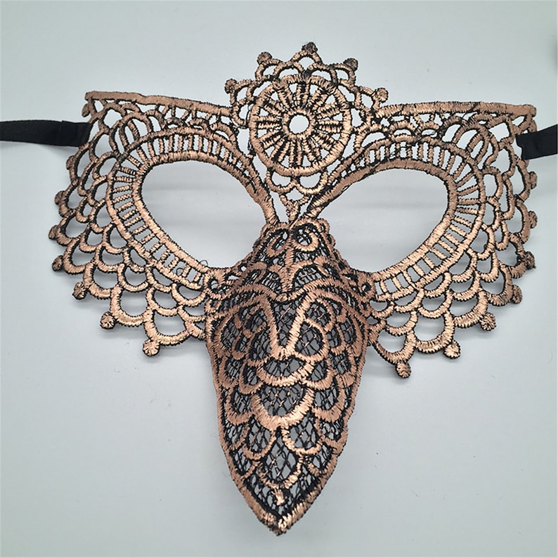 Gothic Bronze Rainbow Owl Coaplay Lace Mask,Masquerade Mask,Lace Face Mask,Handmade Mask,Hallowen Christmas Ball Party Mask,Mask Adult