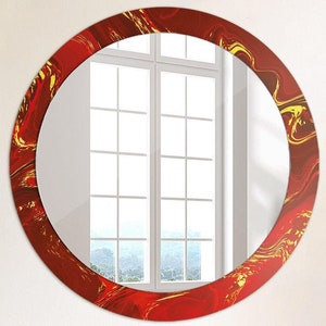Red Marble, Red, Mirror Print Frame, Modern Design, Bathroom Mirror, Wedding Gift, Handmade