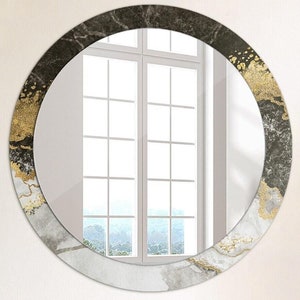 Marble And Gold, Gold, Mirror Print Frame, Framed Wall Art, Mirror Wall Decor, High Quality Print, Handmade