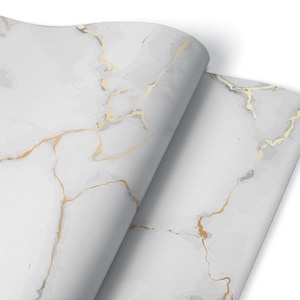 Bright Marble Furniture Sticker, Gray Veneer for Furniture, Crafts Projects, Customizable Sticker
