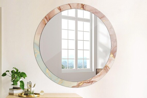 Miroir Rond Mural Décoratif - Cadre En Verre Avec Motif Vitrail Abstrait - Plusieurs Tailles - Tulup