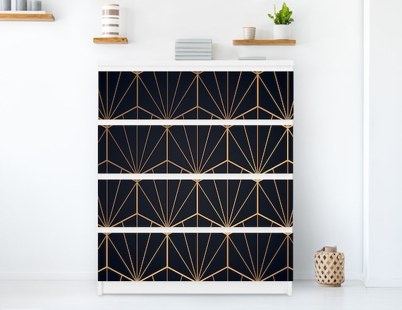 Luxury Gold Imitation Geometry Furniture Stickers - Malm Decal Dresser -  Pack of 4 - Ikea Decal, Removable Sticker, Black, #16 - Etsy
