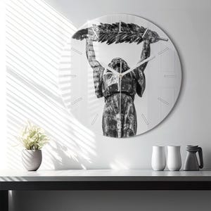 Statue of Freedom in Budapest Glass Clock, Gray Hanging Clock, City Printed Clock, Personalized Clock, Numbers or Lines