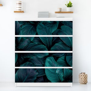 Dark Tropical Forest Furniture Stickers - Malm Decal Dresser - Pack of 4 - Ikea Decal, Removable Sticker, Green, #10