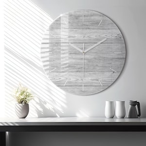 Wooden panels Glass Clock, Gray Hanging Clock, Nature Printed Clock, Personalized Clock, Numbers or Lines