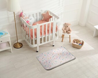 Colorful Stars Patterns Soft Kids Rug, Orange Kids Decorations, Children's Room Carpet, Patterned Toddler Carpet, Baby Birthday Gift,