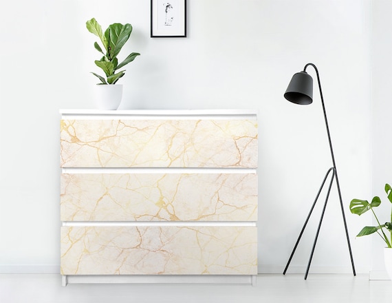 Gold Marble Imitation Furniture Stickers - Malm Decal Dresser - Pack of 3 - Ikea Decal, Removable Sticker, White, Yellow, #8 - Etsy Gold Marble Imitation Furniture Stickers - Malm Decal Dresser - Pack of 3 - Ikea Decal, Removable Sticker, White, Yellow, #8 - Etsy