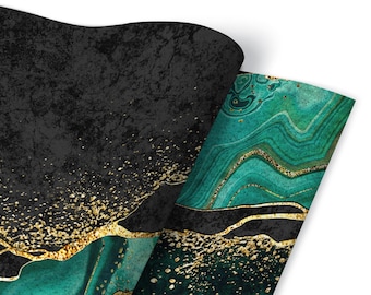 Folheado de malaquita para móveis, adesivo de mesa verde, folha autoadesiva, adesivo à prova d'água