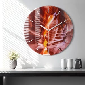 Sand Canyon Glass Clock, Multicolour Wall Clock, Landscape Hanging Clock, Custom Wall Clock, Numbers or Lines Collection