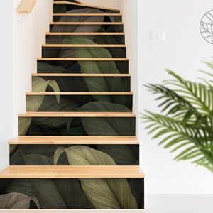 Banana Stair Sticker - 10 Strips - Green Stairs Art, Stair Risers Sticker, Modern Stairs Decor, #8