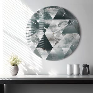 Abstraction sea waves Glass Clock, Blue Printed Clock, Abstract Modern Wall Clock, Custom Wall Clock, Numbers or Lines Collection