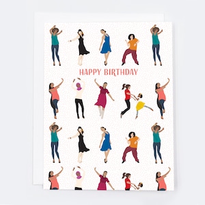 Happy Birthday Dance (Einzelkarte) |  Blanko innen mit Umschlag | Geburtstagskarte |  Freundschaft und Liebe Grußkarte