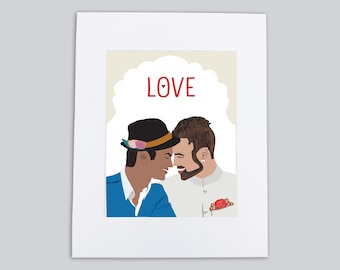 Love Art Print 2 | 8"x10" Final size with mat: 11”x14 | recycled felt paper | Illustration