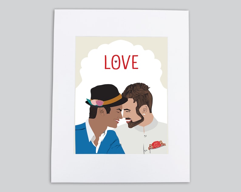 recycled felt paper 8x10 Final size with mat: 11\u201dx14 Love is Love Art Print 2 Illustration