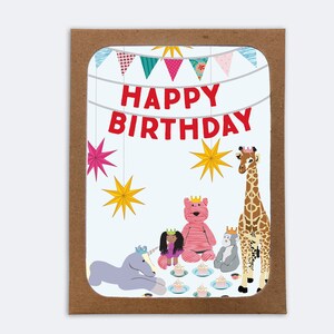 Feliz cumpleaños niños Tea Party (caja de 8) / 8 tarjetas interiores en blanco con 8 sobres / tarjetas de cumpleaños / papelería para niños