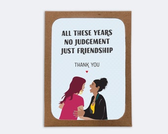 Just Friendship No Judgement (box of 8)  |  8 Blank inside Cards with 8 Envelopes | Thank You Cards  | Love and Friendship Stationery