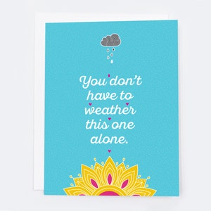 Carte You Are Not Alone (carte unique) |  Vierge à l’intérieur avec enveloppe |  | de cartes d’empathie Amour et amitié